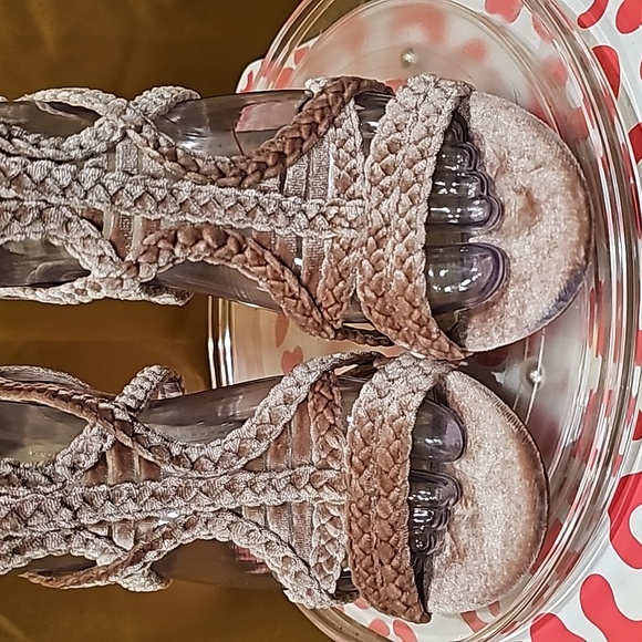 E Suede Strappy Heel Pink Rose soft sz 8 - Picture 5 of 7